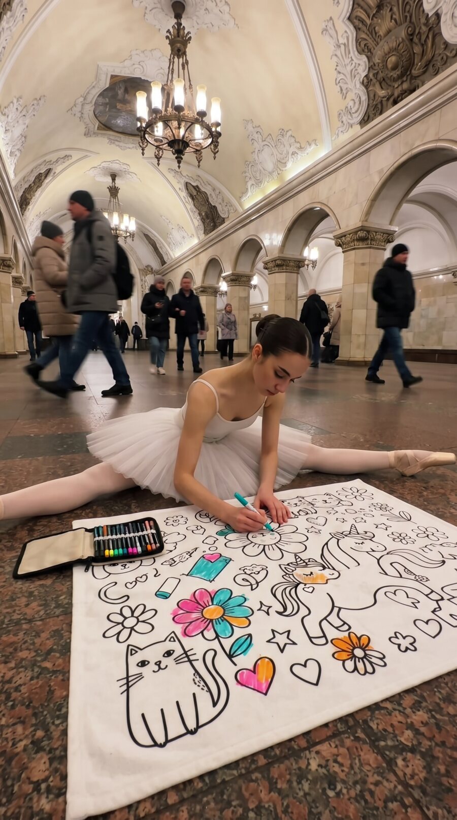 №9. Балерина в пачке посреди людного зала